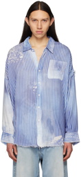 R13 Blue Shredded Seam Shirt