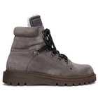 Moncler - Egide Shearling-Lined Suede Walking Boots - Men - Dark gray