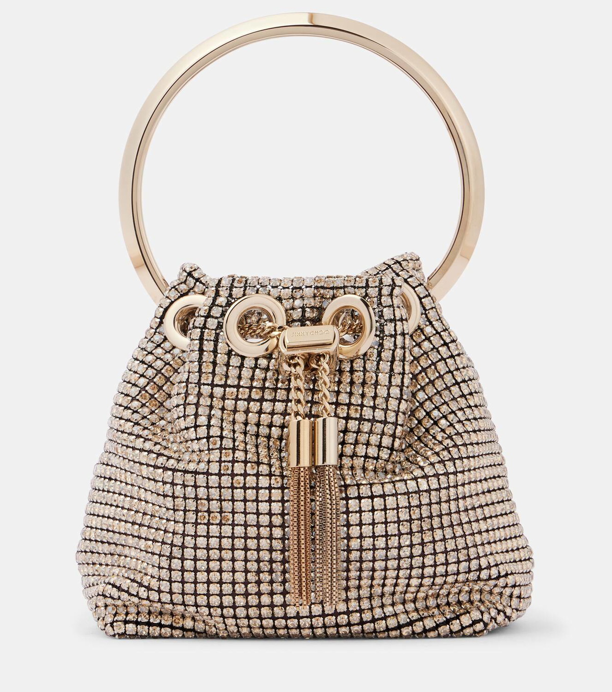 JIMMY CHOO Micro Bon Bon サテン クリスタル ミニバッグ JIMMY CHOO Bon Bon micro crystal-embellished satin bucket