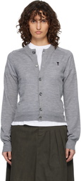 AMI Paris Gray Wool Crewneck Ami de Coeur Cardigan