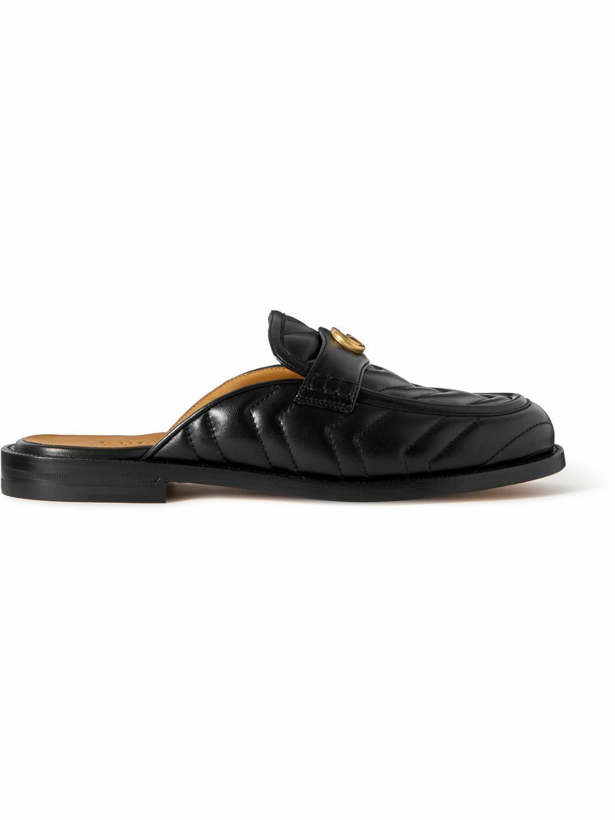 Photo: GUCCI - Marmont Logo-Detailed Quilted Leather Backless Loafers - Black