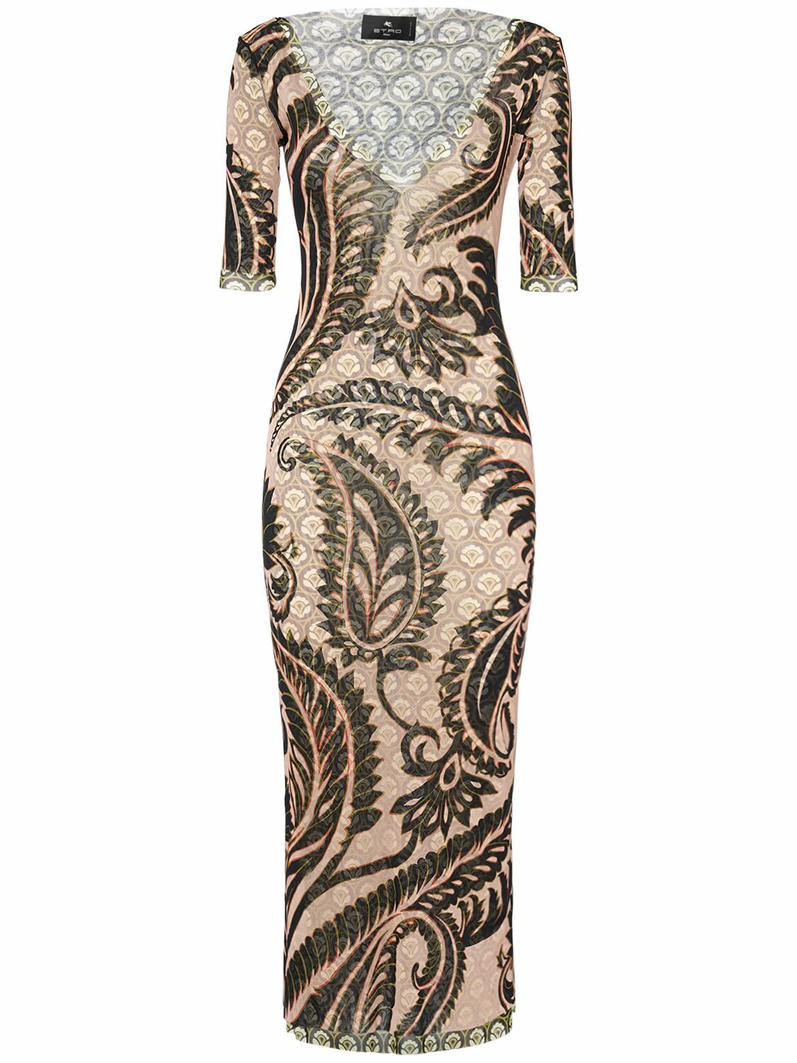 knee length dresses for ladies Macramé Lace Long Dress with Belt - Etro