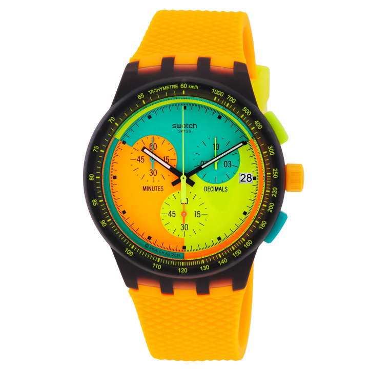 Photo: Swatch Neon Signal Flag Chronograph Quartz Watch SUSB422