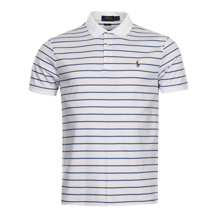 Photo: Polo Shirt - White / Blue Stripe