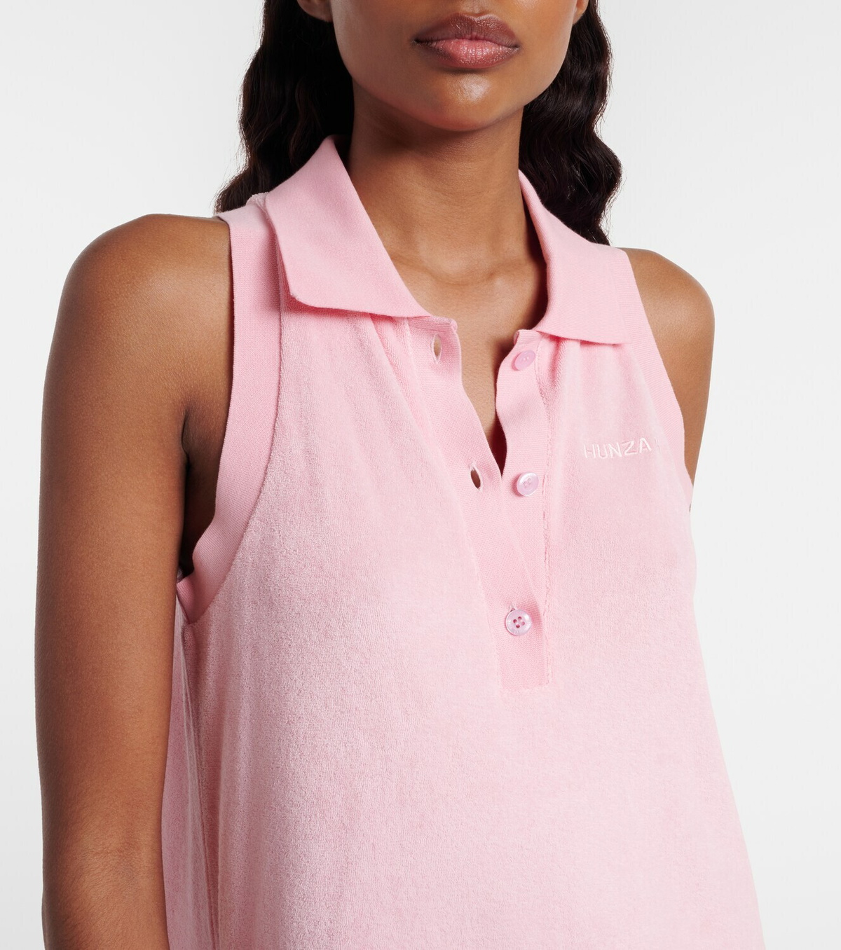 Hunza G Logo cotton terry polo dress