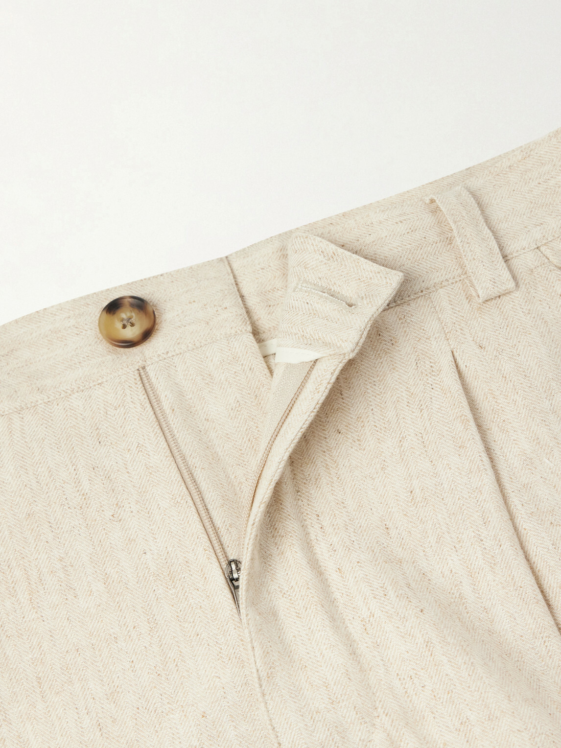 Oliver Spencer - Morton Straight-Leg Pleated Cotton and Linen-Blend Trousers - Neutrals