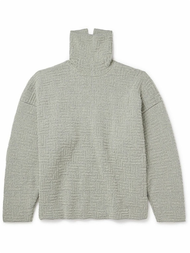 Photo: Fear of God - Oversized Jacquard-Knit Virgin Wool-Blend Rollneck Sweater - Gray