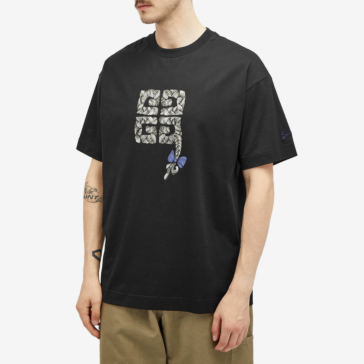 Givenchy Men's 4G Braids T-Shirt in Black Givenchy