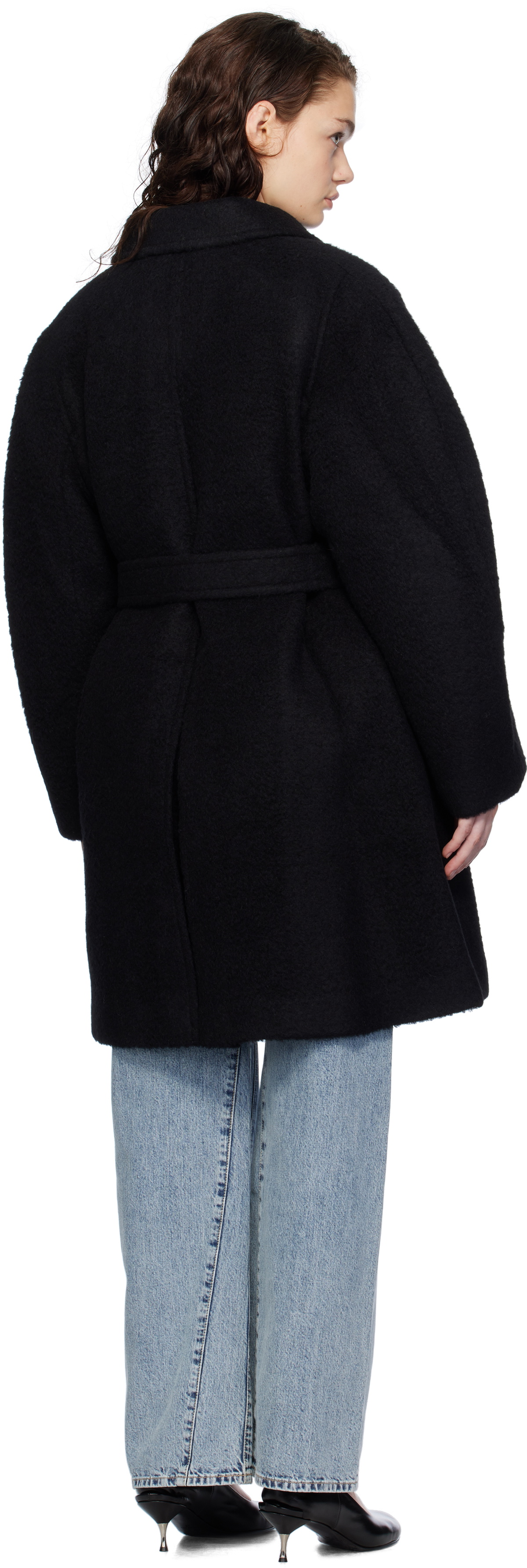 AMOMENTO Black Alpaca Raglan Coat AMOMENTO