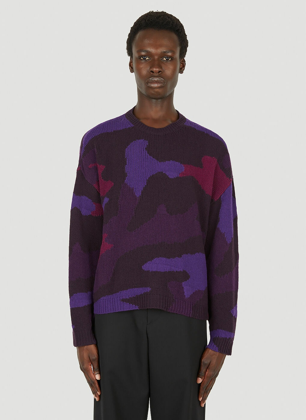 Camouflage Knit Jumper in Purple Valentino