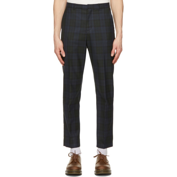 Photo: Wood Wood Black and Navy Check Surrey Trousers