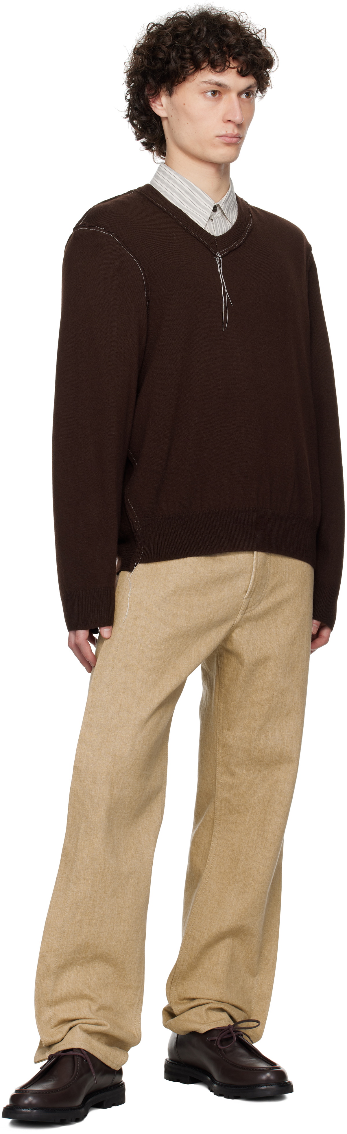 Camiel Fortgens Brown Frankenstein V-Neck Sweater