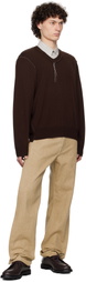 Camiel Fortgens Brown Frankenstein V-Neck Sweater