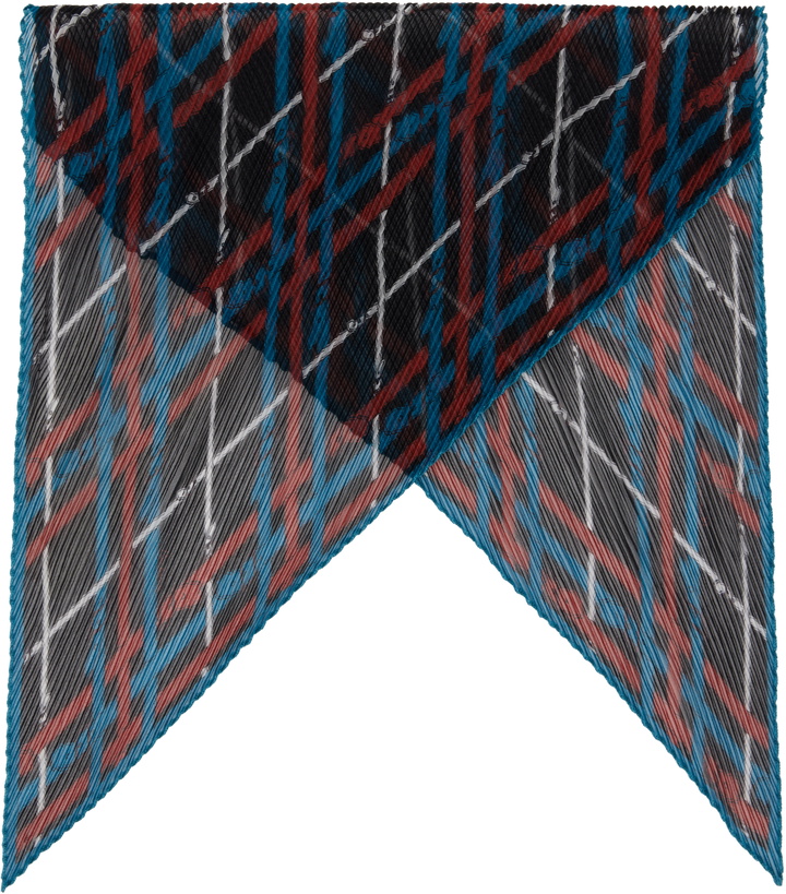 Photo: Burberry Black & Blue Belt Check Silk Chiffon Scarf