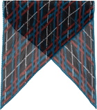 Burberry Black & Blue Belt Check Silk Chiffon Scarf