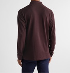 Isaia - Mélange Cotton-Piqué Polo Shirt - Burgundy