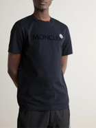 Moncler - Slim-Fit Logo-Flocked Cotton-Jersey T-Shirt - Blue