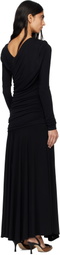 GANNI Black Ruched Maxi Dress