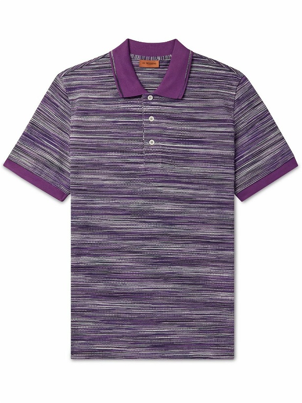 Photo: Missoni - Space-Dyed Cotton-Piqué Polo Shirt - Purple