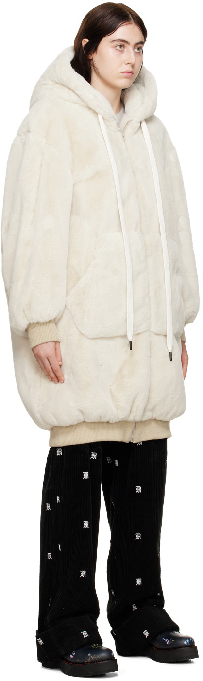 R13 Off White Faux Fur Zip Coat R13