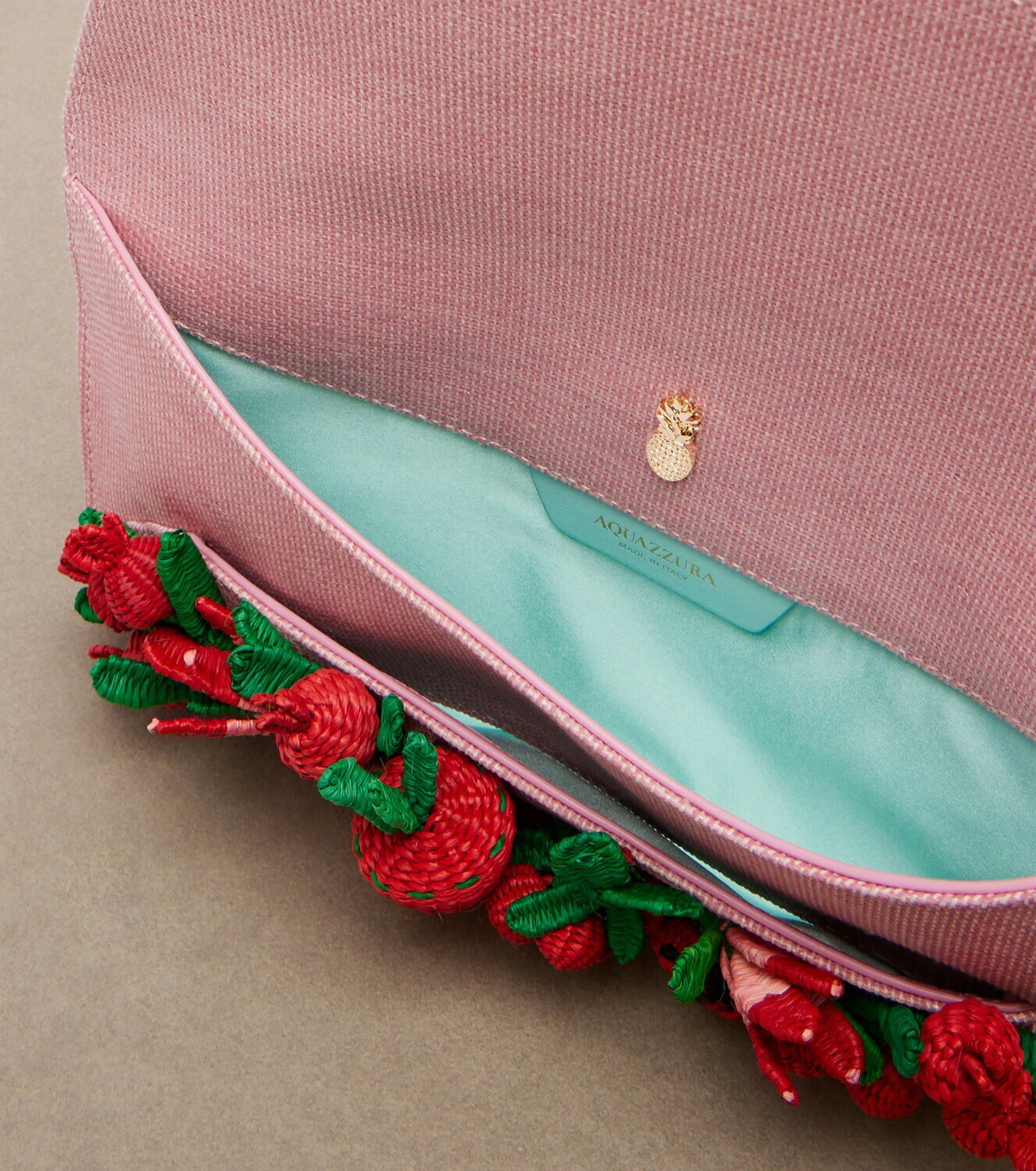 Aquazzura Botanica appliqué raffia clutch