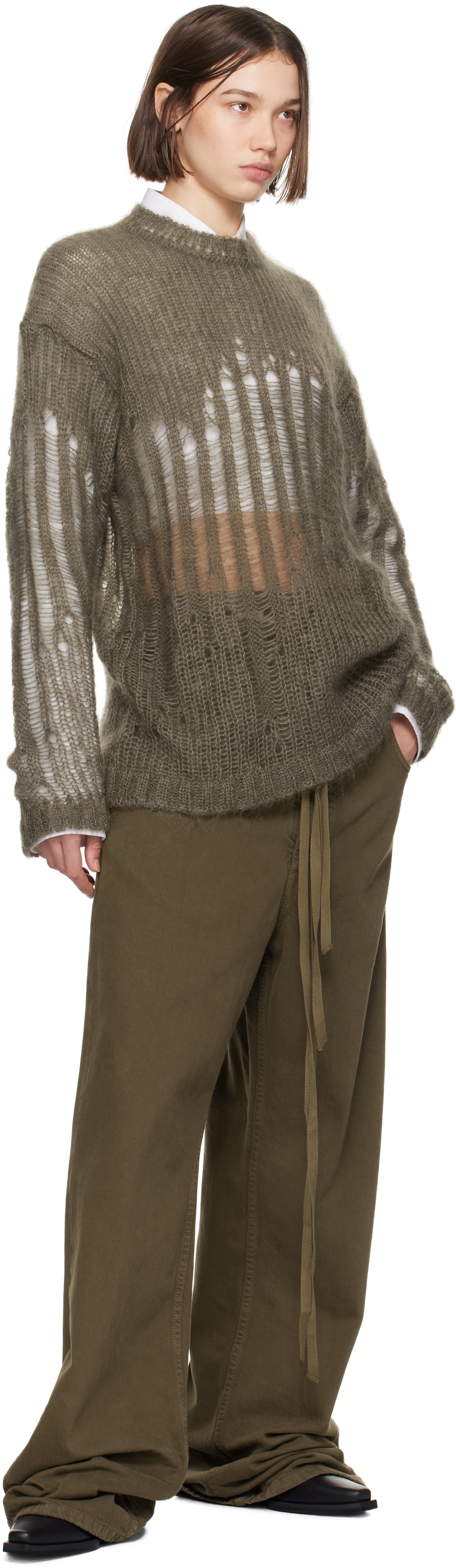 Ann Demeulemeester Khaki Rigmor Oversize Sweater