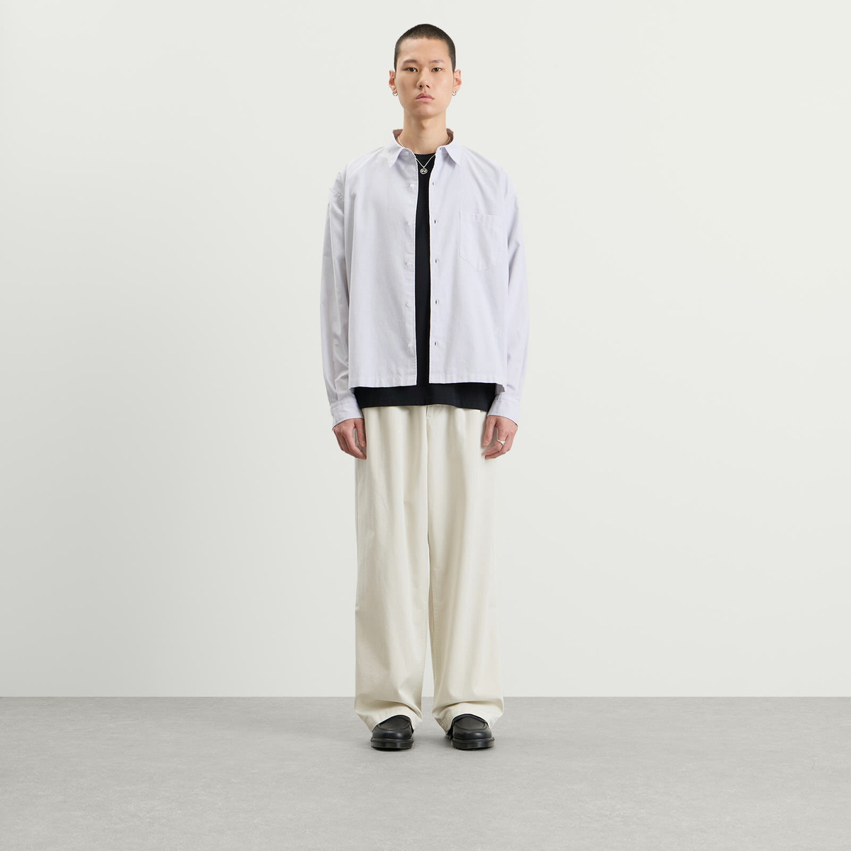 END. Fairways Long Sleeve Shirt in Ice Grey