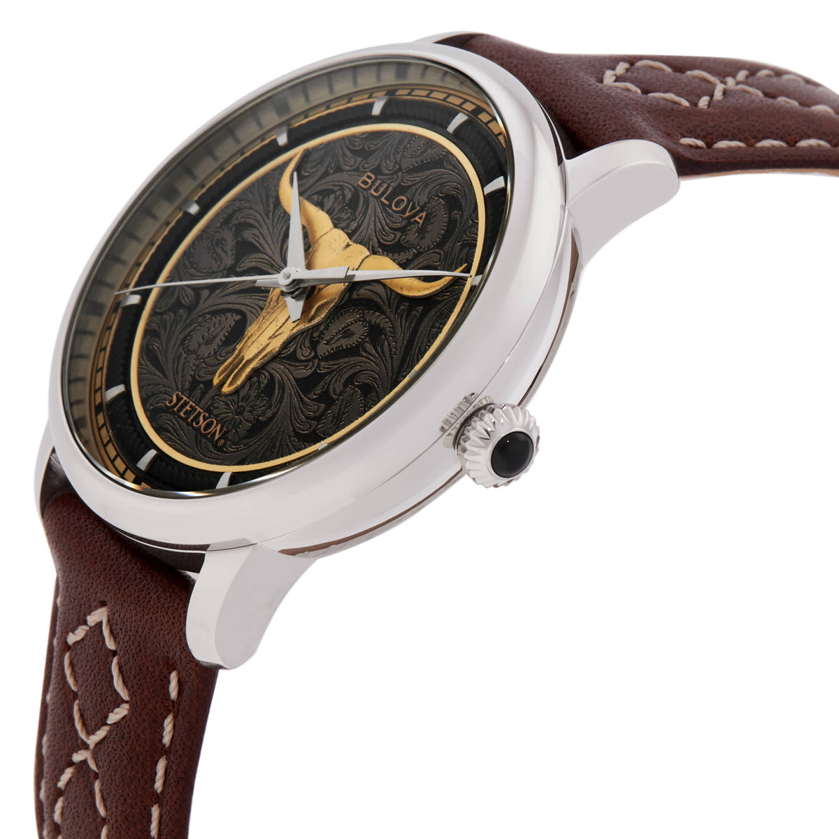 Bulova Longhorn Automatic Black Dial Mens Watch 96A334