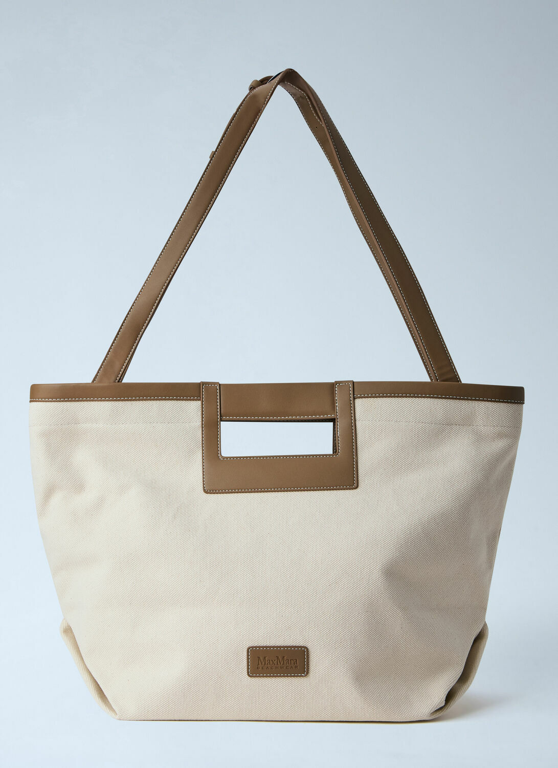 Max Mara Canvas Tote with Leather Accents