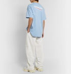 Balenciaga - Oversized Logo-Print Slub Cotton-Jersey T-Shirt - Blue