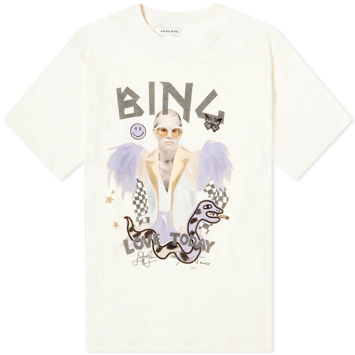 Anine Bing Women s Elton John Logo Lili T Shirt in Cream ANINE BING