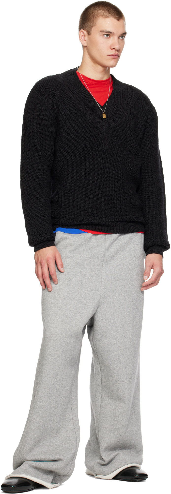Entire Studios Black Knit V-Neck Sweater