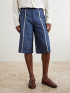 Kartik Research - Rabari Straight-Leg Embroidered Silk Shorts - Blue