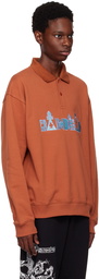 Brain Dead Orange Thinking Game Long Sleeve Polo