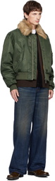Andersson Bell Khaki Fur Collar MA-1 Bomber Jacket