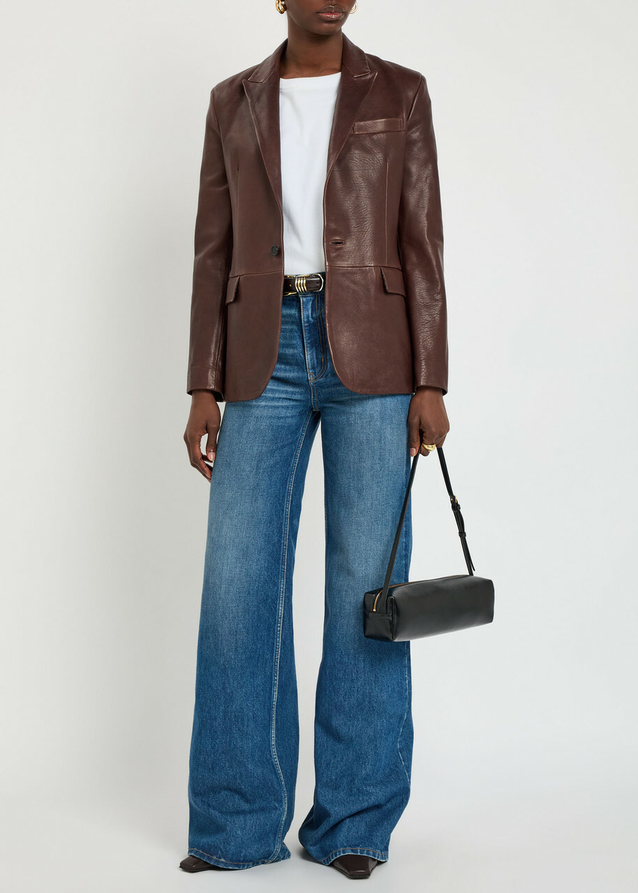 Nili Lotan Belmonde Leather Blazer Bordeaux