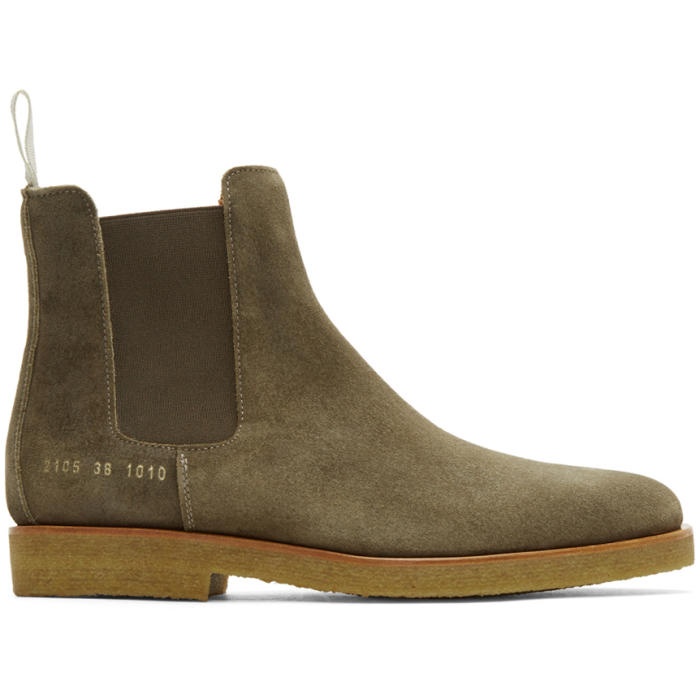 Photo: Common Projects Green Waxed Suede Chelsea Boots 
