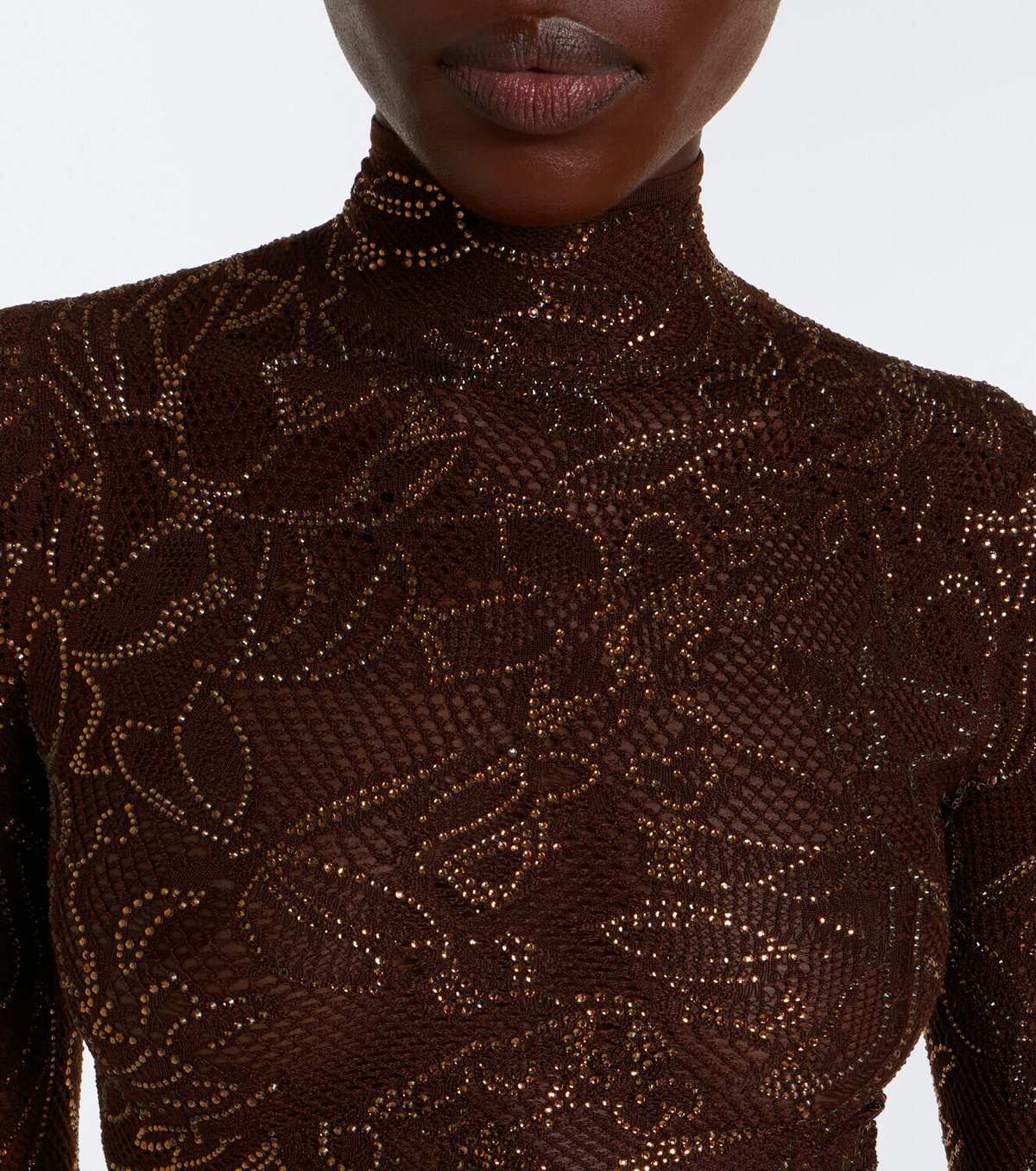 Gucci Cropped silk-blend lace turtleneck top