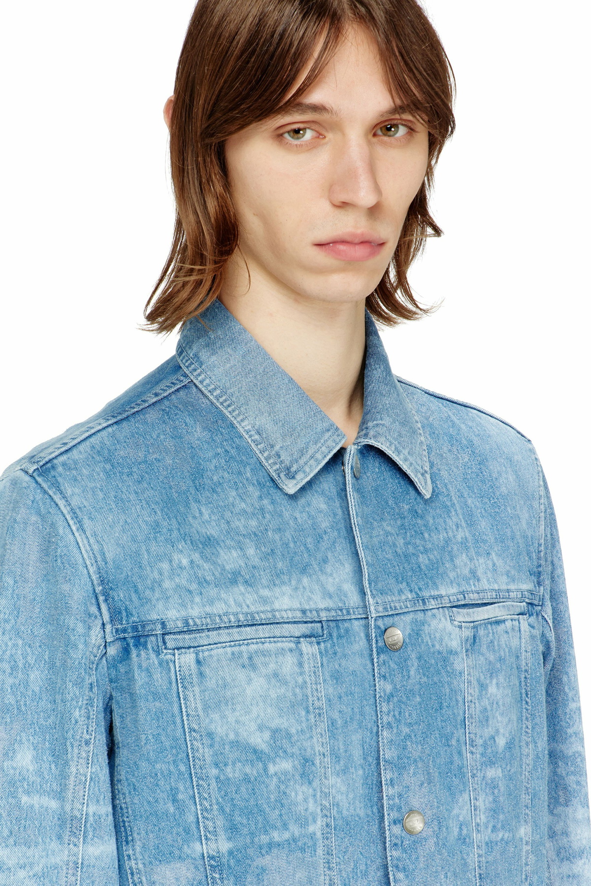 Diesel Jacket in satin denim - Denim Jackets Mens in Blue