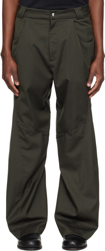 Photo: CMMAWEAR Khaki Darted Drape Trousers
