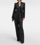 Alex Perry Crystal-embellished pinstripe velvet blazer