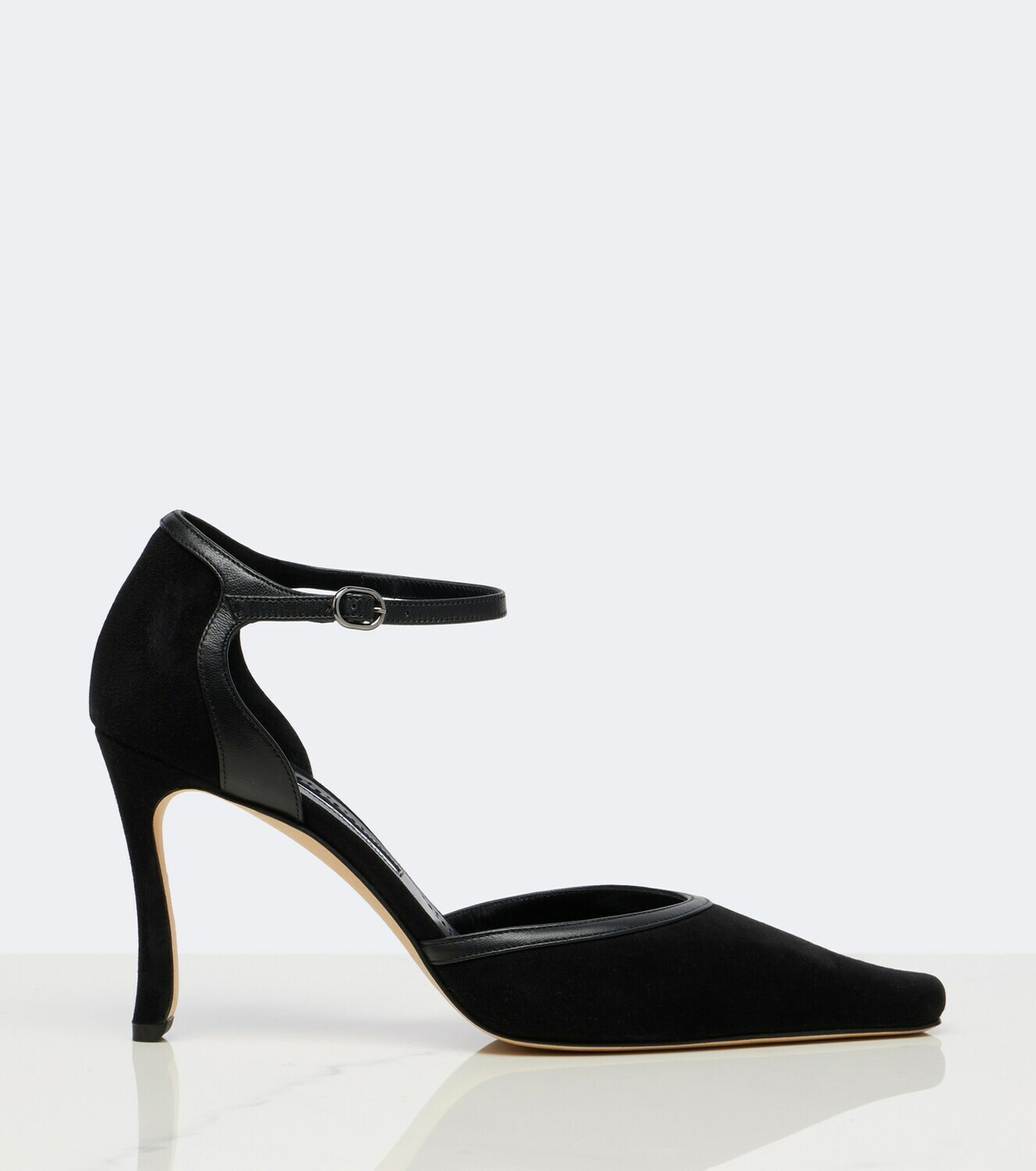 Manolo Blahnik Armelia leather-trimmed suede pumps