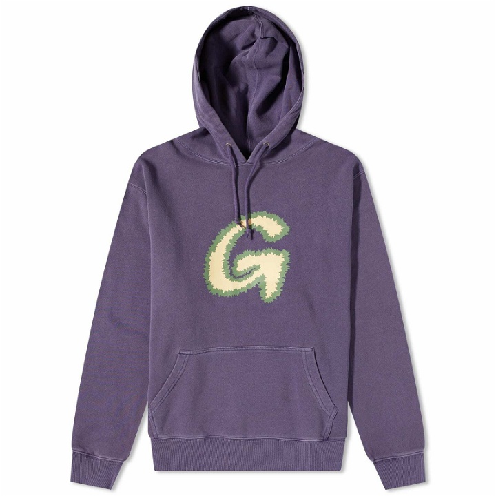 Photo: Gramicci Men's Fuzzy G-Logo Popover Hoody in Purple Pigment
