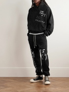 RRR123 - INRI Embellished Logo-Print Cotton-Jersey Hoodie - Black