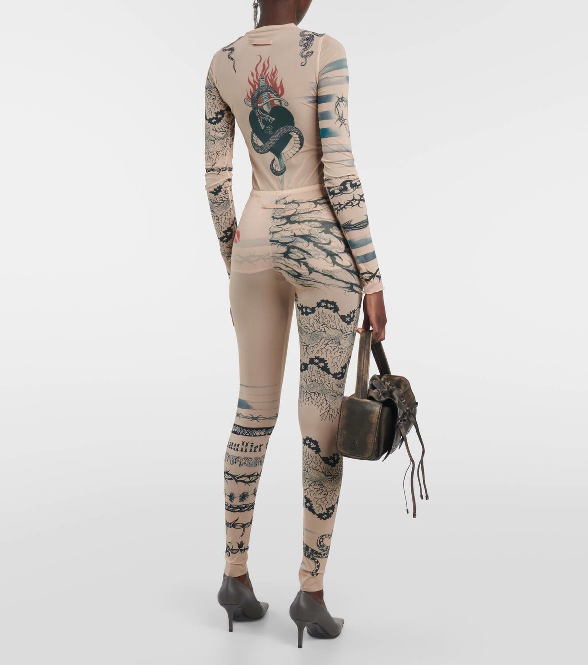 Jean Paul Gaultier x KNWLS printed mesh leggings Jean Paul