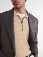 Canali - Mock-Rib Wool and Cashmere-Blend Half-Zip Polo Shirt - Neutrals