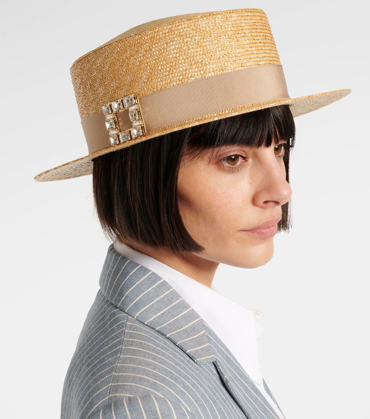 Roger Vivier Très Vivier embellished raffia boater hat