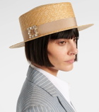 Roger Vivier Très Vivier embellished raffia boater hat