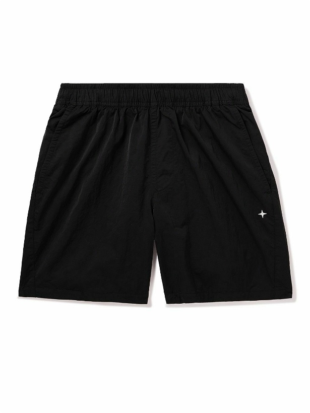 Photo: Stone Island - Straight-Leg Mid-Length Logo-Embroidered Swim Shorts - Black