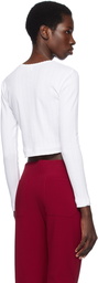 LESET White Pointelle Crop Cardigan